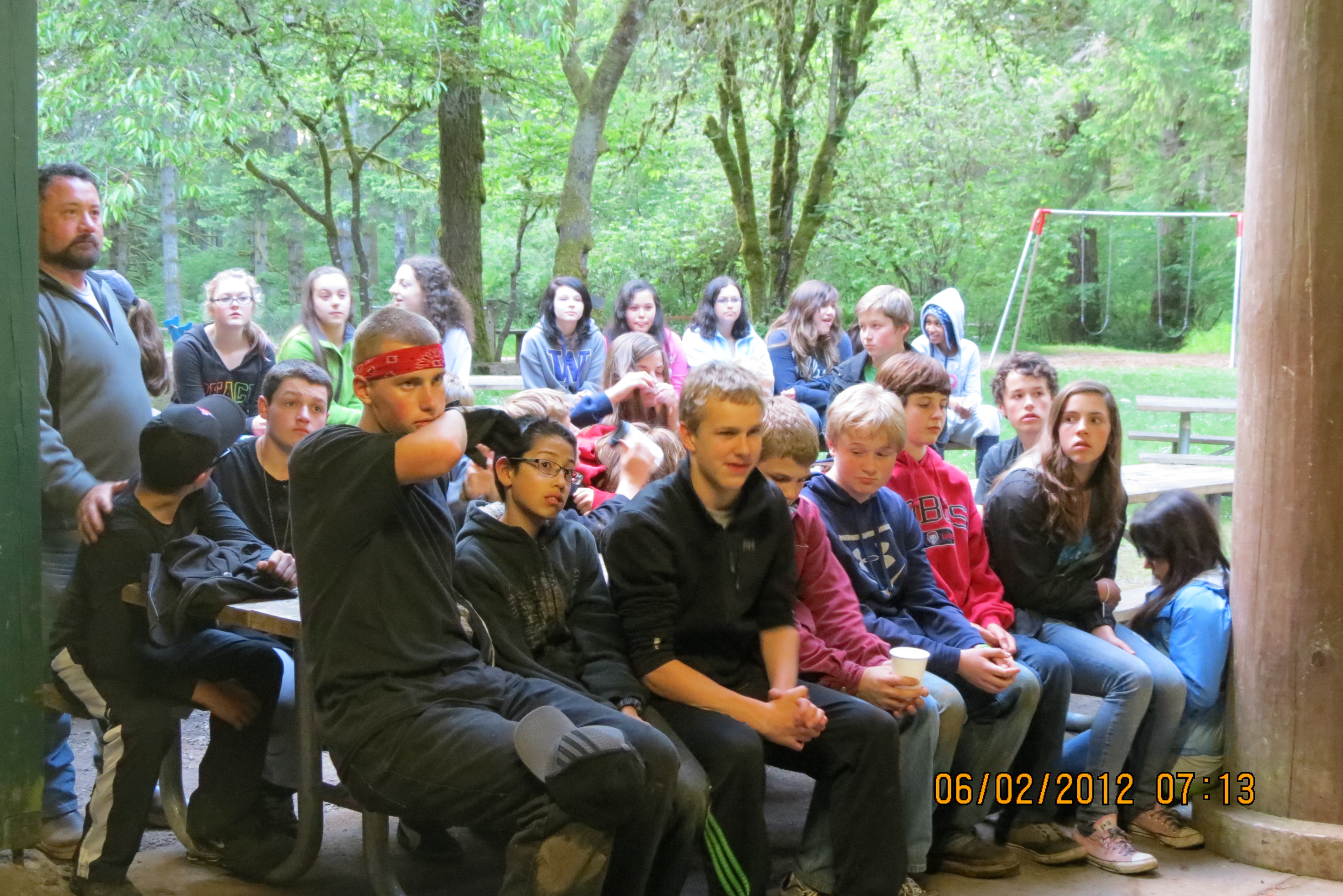 8th grade audience at park